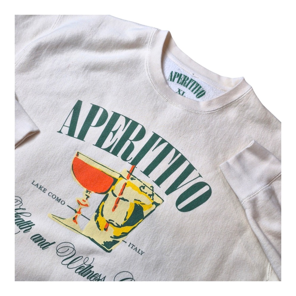 Aperitivo Womens XL Cream Crewneck Sweatshirt Italy Wellness‎ Club